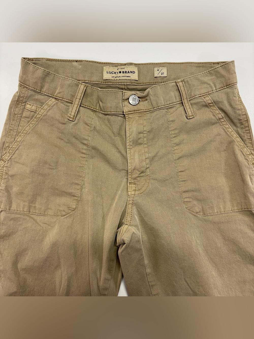 Lucky Brand The Cargo Khaki Utility Pants 4 Safari Casual Chic - Picture 3 of 13